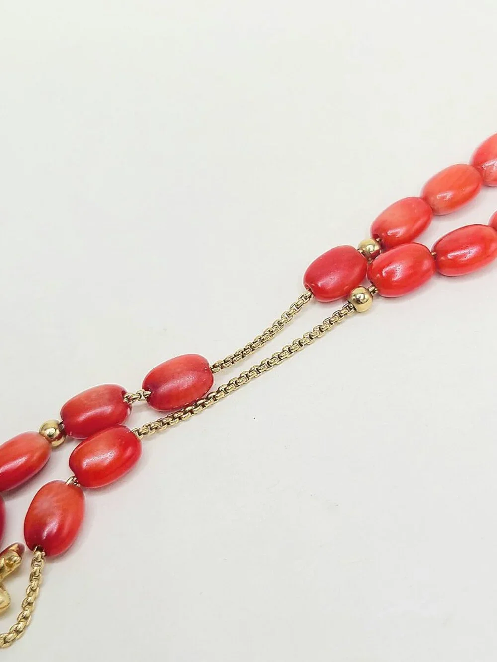 David Yurman Bijoux Pebble Bead Bracelet in Yellow Gold w/ Red Sea Bamboo Coral